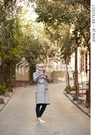 Pretty blonde taking a selfie on a spring day 88792057