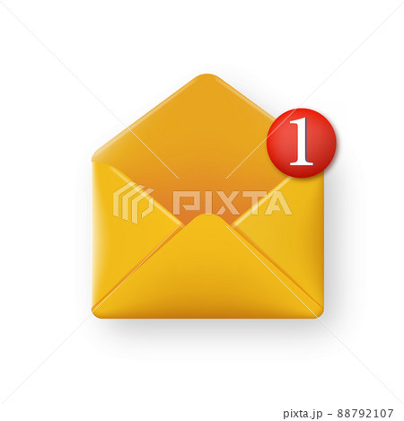 3d yellow open mail envelope icon with marker...のイラスト素材 [88792107] - PIXTA