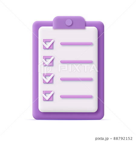 3d checklist on a clipboard paper. Vector 3d checklist on a clipboard paper. Vector 88792152