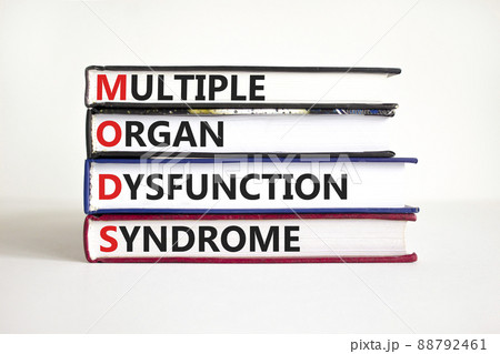 MODS multiple organ dysfunction syndrome symbol. Concept words MODS multiple organ dysfunction syndrome on books on a white background. Medical MODS multiple organ dysfunction syndrome concept. 88792461