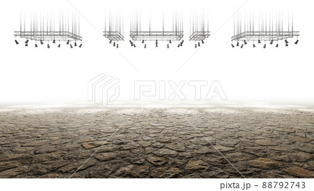 Stones. Stage with spotlights. Empty space background. Beautiful stones floor. Isolated. Empty street. 3d 88792743