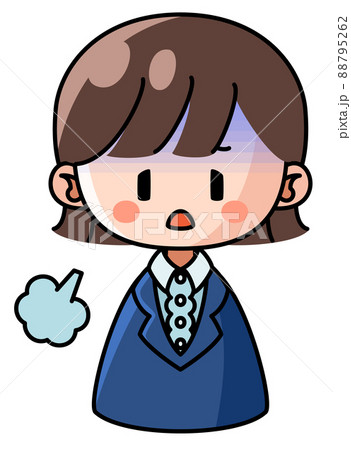 ぐったりと疲れたスーツ姿の女性のイラストのイラスト素材