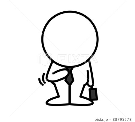 二頭身の白い人がネクタイをしたイラストのイラスト素材