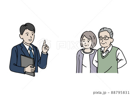 終活相談　説明を受ける　年配の夫婦　男女　シニア　高齢者 88795831