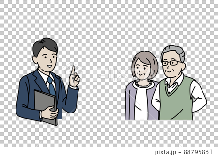 終活相談　説明を受ける　年配の夫婦　男女　シニア　高齢者 88795831