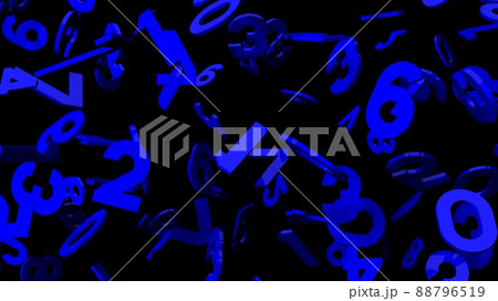 Blue numbers on black background. Blue numbers on black background. 88796519