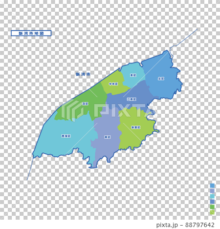 Niigata City Administrative District / Niigata City Map I tried to color-code by color on a rainy day 88797642