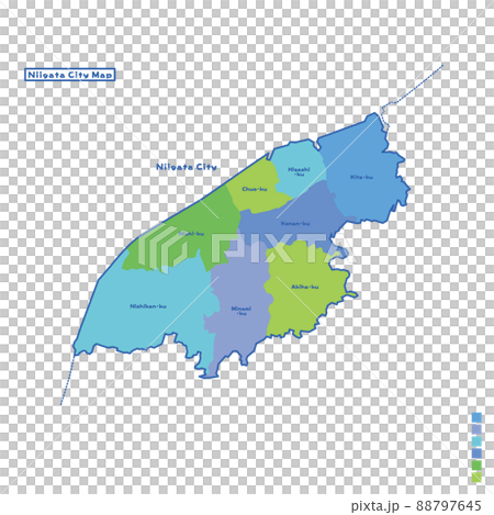 新潟市行政區/新潟市地圖我嘗試在下雨天按顏色進行顏色編碼(英文版) 新潟市行政區/新潟市地圖我嘗試在下雨天按顏色進行顏色編碼(英文版) 88797645