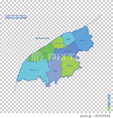 Niigata City Administrative District / Niigata City Map I tried to color-code by color on a rainy day (English version) 88797648