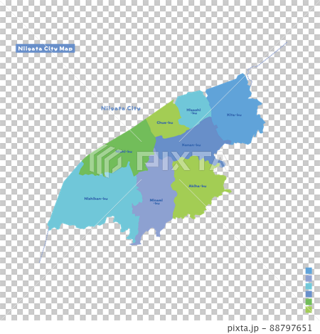 新潟市行政區/新潟市地圖我嘗試在下雨天按顏色進行顏色編碼（英文版） 88797651