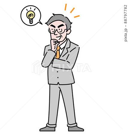管理職の男性 イラスト素材 アイディア 気づきのイラスト素材 7977