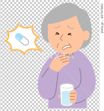 薬を飲む2・シニア女性② 88797860