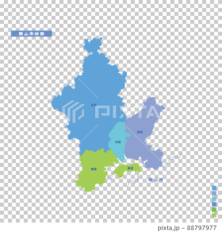Okayama City Administrative District / Okayama City Map I tried to color-code by color on a rainy day Okayama City Administrative District / Okayama City Map I tried to color-code by color on a rainy day 88797977