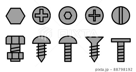 複数の固定用ボルトとネジのイラスト 88798192