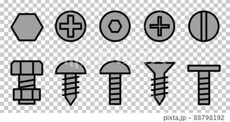 複数の固定用ボルトとネジのイラスト 88798192