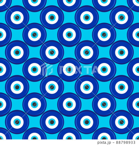 Evil eye seamless pattern. Symbol of protection in Turkey and Greece. Background with blue nazar talismans. Vector amulet Evil eye seamless pattern. Symbol of protection in Turkey and Greece. Background with blue nazar talismans. Vector amulet 88798933