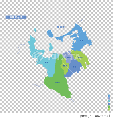 Fukuoka City Administrative District / Fukuoka City Map I tried to color-code by color on a rainy day Fukuoka City Administrative District / Fukuoka City Map I tried to color-code by color on a rainy day 88799871