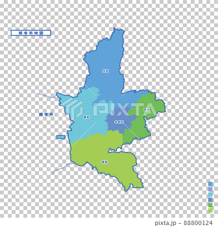 熊本市行政区・熊本市地図 雨の日カラーで色分けしてみた 88800124