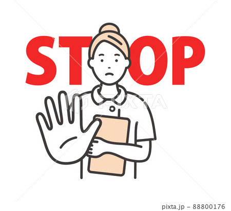 若い女性看護師の制止するポーズ STOPサイン 若い女性看護師の制止するポーズ STOPサイン 88800176