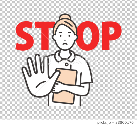 若い女性看護師の制止するポーズ STOPサイン 若い女性看護師の制止するポーズ STOPサイン 88800176