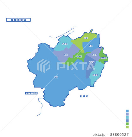 札幌市行政区・札幌市地図 雨の日カラーで色分けしてみた 札幌市行政区・札幌市地図 雨の日カラーで色分けしてみた 88800527