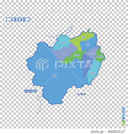 札幌市行政区・札幌市地図 雨の日カラーで色分けしてみた 札幌市行政区・札幌市地図 雨の日カラーで色分けしてみた 88800527