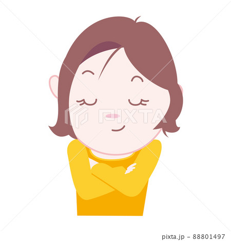 楽しい考え事をしている女の子のイラストのイラスト素材