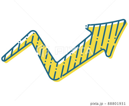矢印　上　上る　成長　上昇　ストライプ　シンプル　黄色　青色 88801931