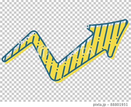 矢印　上　上る　成長　上昇　ストライプ　シンプル　黄色　青色 88801931