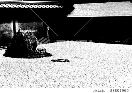 龍安寺石庭　モノクロ写真 88801960