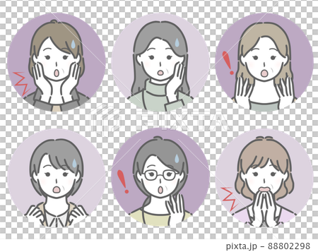 Amazing middle-aged woman circle icon set 88802298