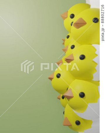 卵から生まれたばかりのヒヨコたちのイラストのイラスト素材