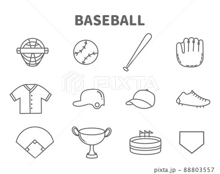シンプルな野球の線画アイコン 88803557