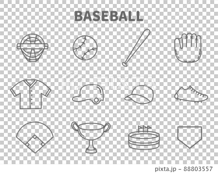 シンプルな野球の線画アイコン 88803557
