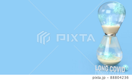 The virus and sand clock on blue background for long covid concept 3d rendering The virus and sand clock on blue background for long covid concept 3d rendering 88804236