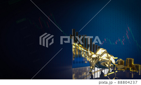 The gold bull on chart background for business concept 3d rendering 88804237