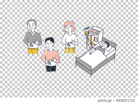 Illustration set about diabetics Comical handwritten person vector, color on line drawing 88805210