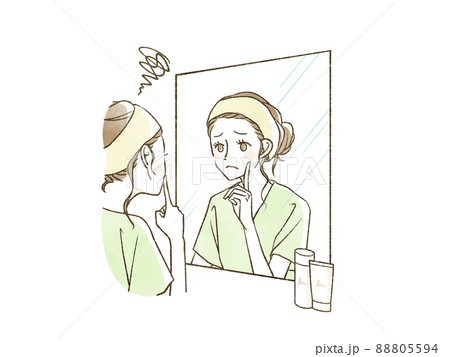 鏡を見ている女性 88805594