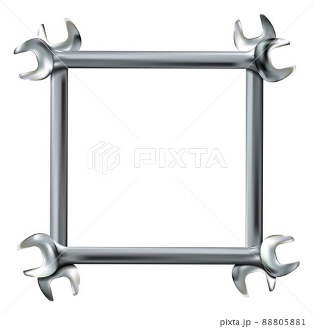 Metal or silver frame from realistic hand wrenches isolated. Vector illustration Eps 10. 88805881