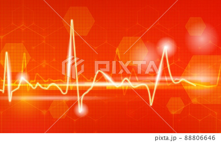 Cardiology background with heartbeat rhythm diagram design. Futuristic abstract banner for science, biotechnology and medicine goal 88806646