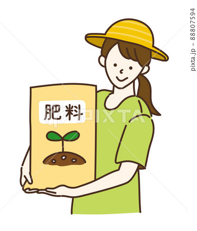農業女子　農業　農家　肥料　女性　イラスト 88807594