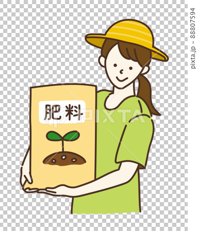 農業女子　農業　農家　肥料　女性　イラスト 88807594