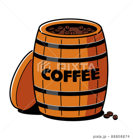 樽に入ったコーヒー豆のイラスト 樽に入ったコーヒー豆のイラスト 88808874