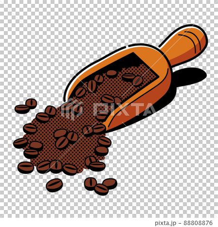 咖啡豆和捲尺勺的插圖 88808876
