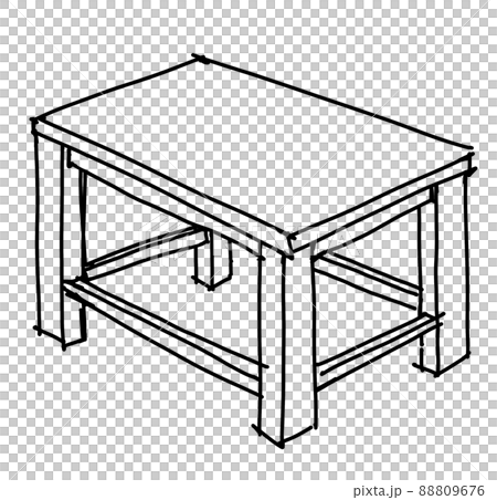 Table interior furniture doodle hand sketch line illustration 88809676
