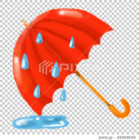 Rainy season wet red umbrella illustration hand drawn Rainy season wet red umbrella illustration hand drawn 88809699
