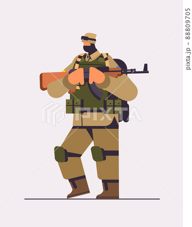 Ukrainian soldier in full body armor special forced Ukrainian defender in military cloth armed forces of Ukraine stop war 88809705