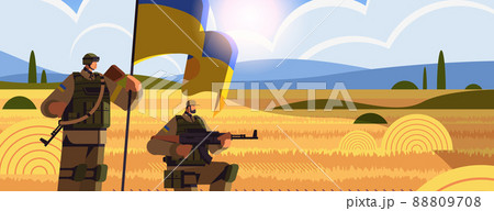 Ukrainian soldiers in full body armor special forced Ukrainian defenders in military clothes armed forces of Ukraine stop war 88809708
