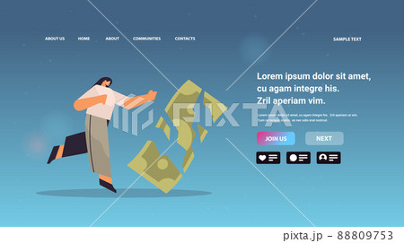 Businesswoman With Broken Paper Banknote...のイラスト素材 [88809753] - PIXTA