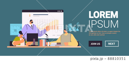 businesspeople team analyzing statistics graph on digital screen business data analysis monitoring investment finance report 88810351